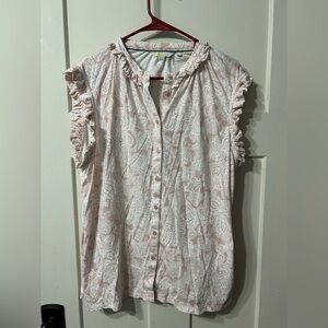 Boden Women's Ruffled Paisley Top -  white and light Pink